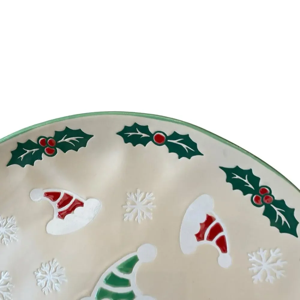 ELI + ANA Christmas VINTAGE SNOWMAN Dinner Plate 11in Set of 4 Ceramic New